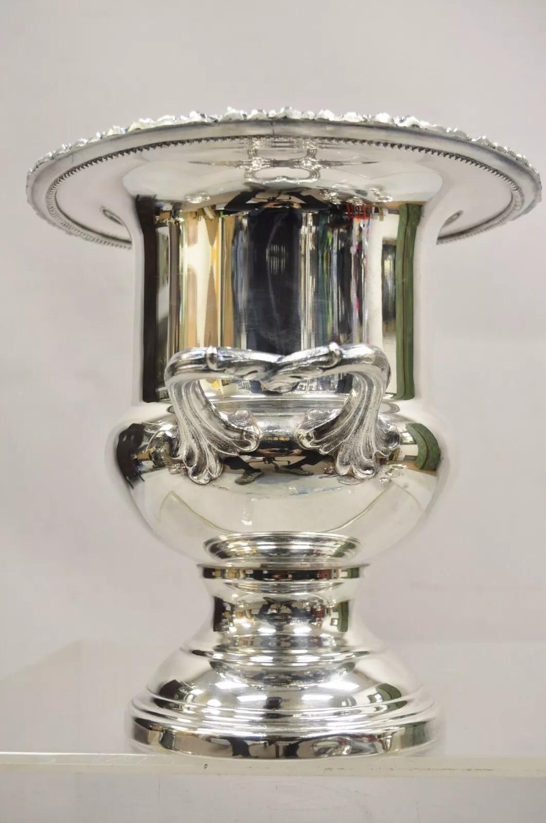 Other Victorian Silver Plated Twin Branch Handle Trophy Cup Champagne Ice Bucket For Sale