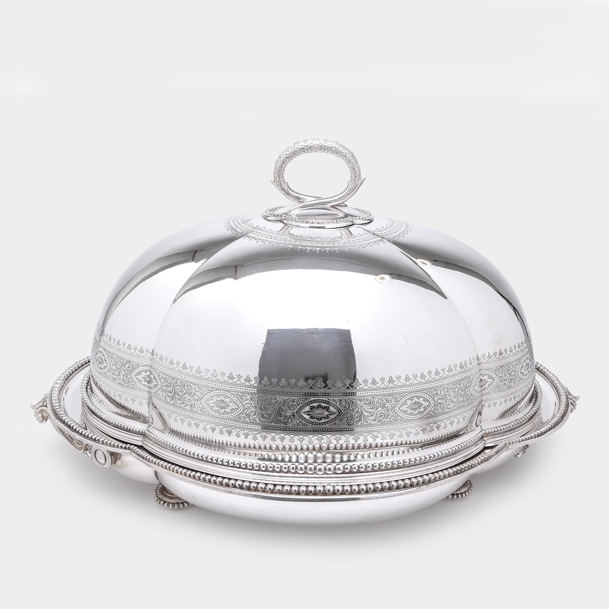 Silver Plate Victorian Silver-Plated Well & Tree Dish & Cover For Sale