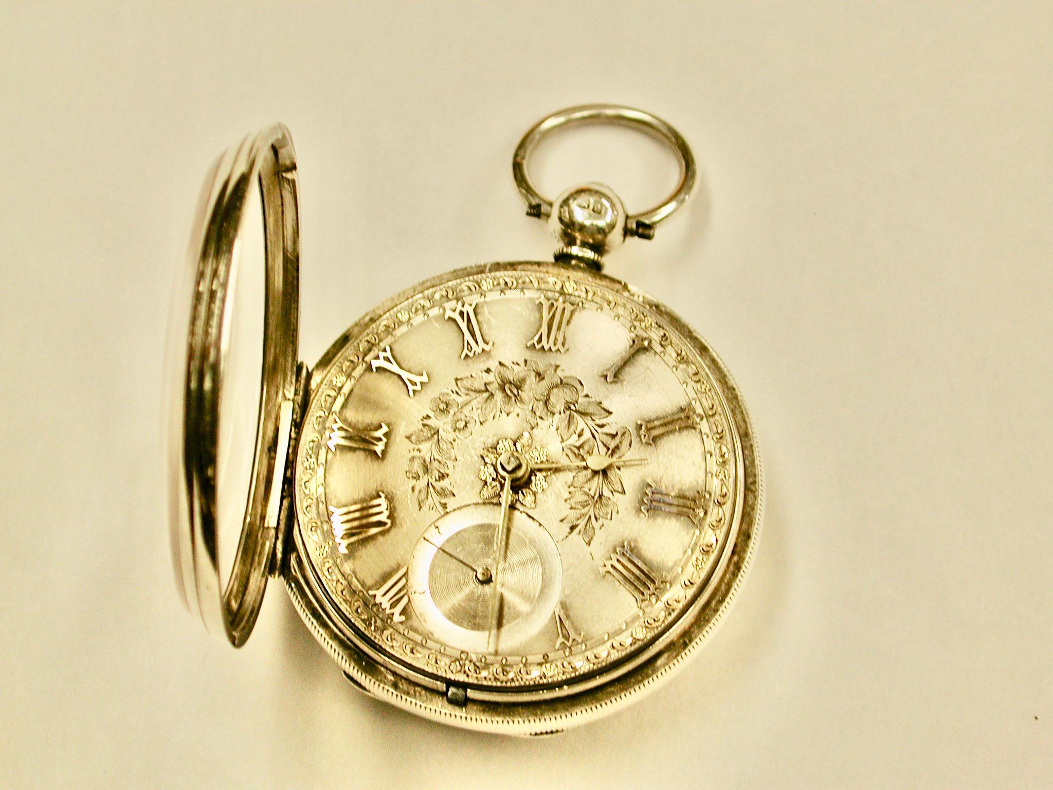 Men's Victorian Silver Pocket Watch Dated 1862 Assayed in London For Sale