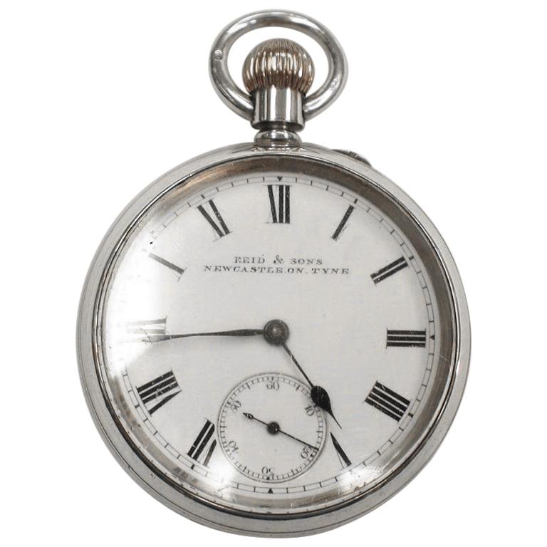 Victorian Silver Pocket Watch in Original Fitted Box, Chester Hallmark, 1895