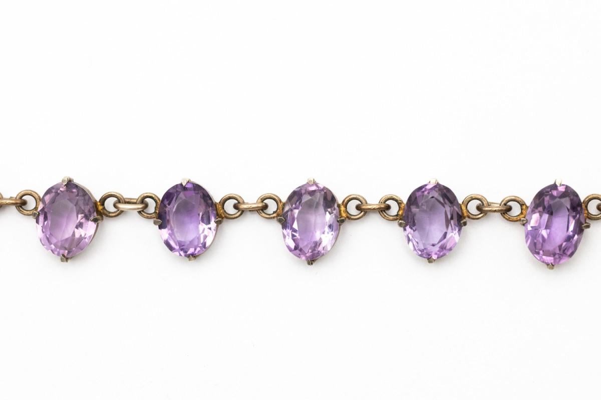 Vittoriano Collana vittoriana in argento rivière con ametiste, Scandinavia, fine XIX secolo in vendita