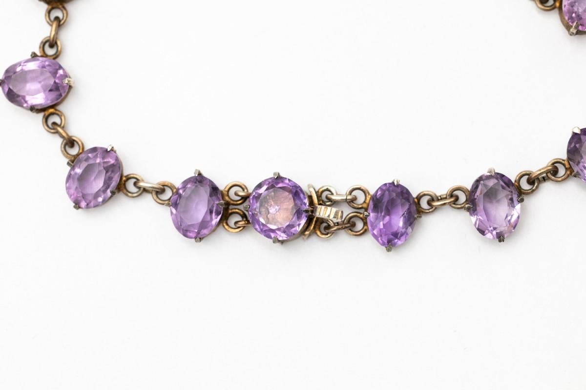 Taglio ovale Collana vittoriana in argento rivière con ametiste, Scandinavia, fine XIX secolo in vendita