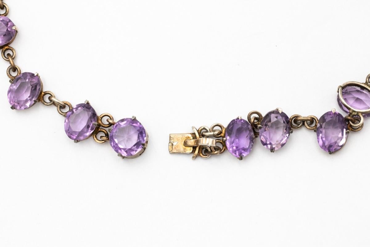 Collana vittoriana in argento rivière con ametiste, Scandinavia, fine XIX secolo In condizioni buone in vendita a Chorzów, PL