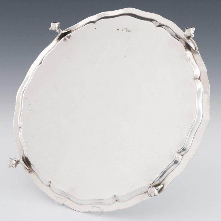 Victorian Silver Salver with Clan Murray Crest London 1897 In Good Condition In Tunbridge Wells, GB