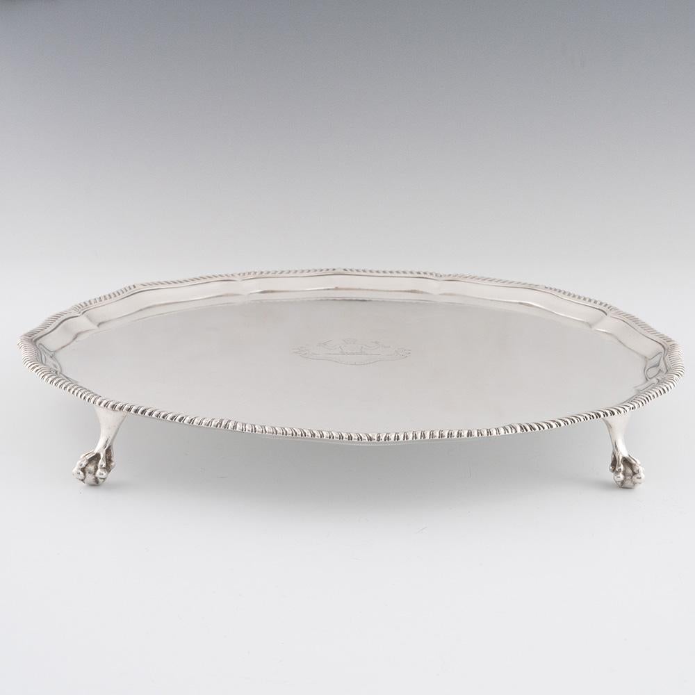 Late 19th Century Victorian Silver Salver with Clan Murray Crest London 1897