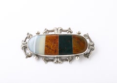 Victorian Silver Scottish Agate Brooch