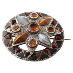 Victorian Silver Scottish Agate Star Brooch