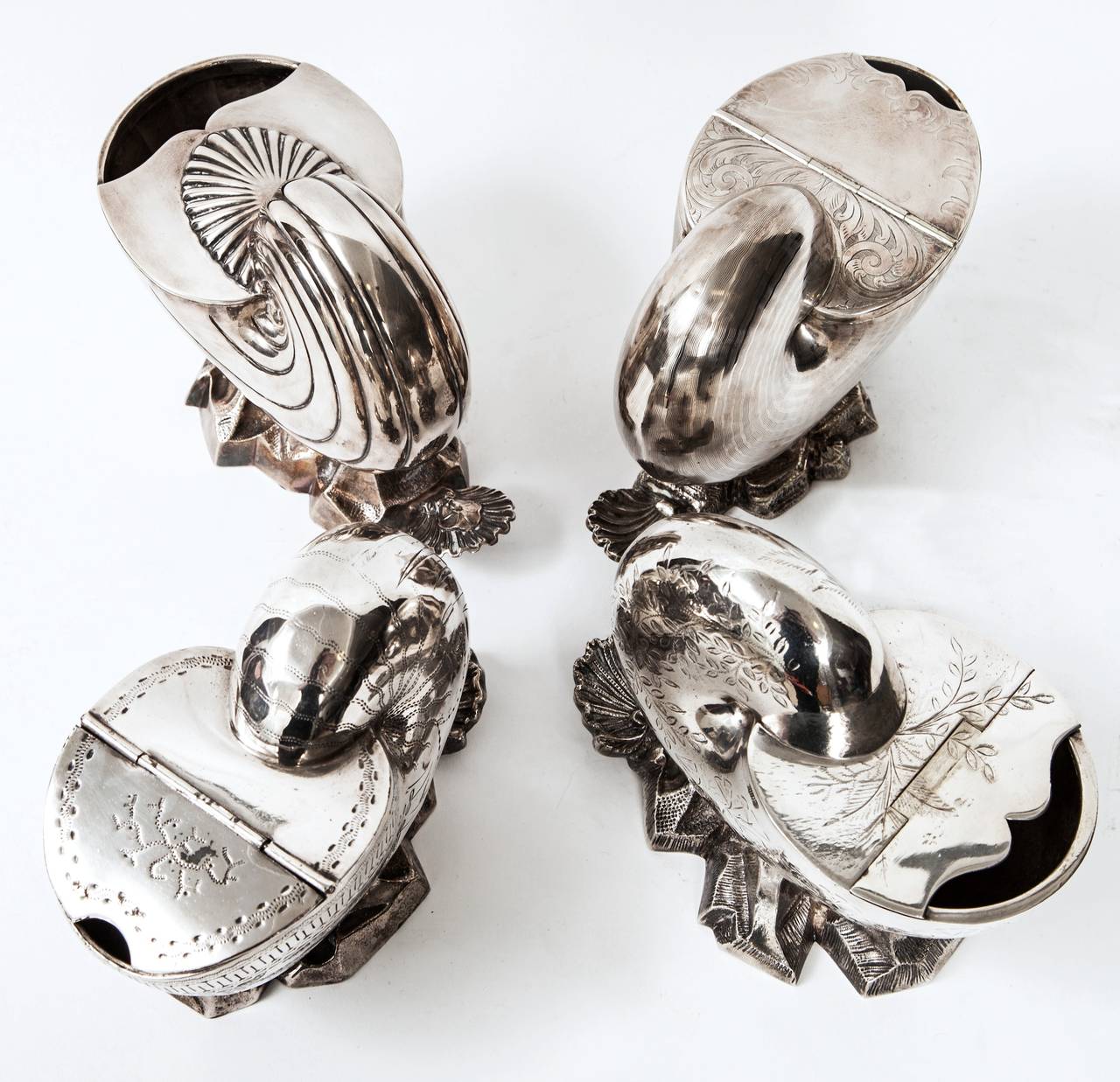 British Victorian Silver Shell Spoon Warmers For Sale