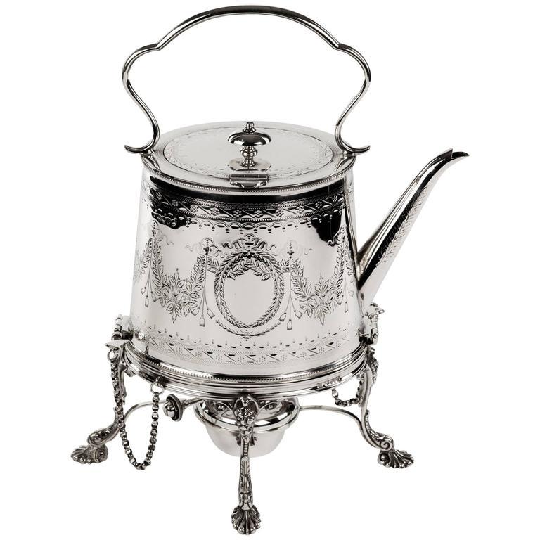 English Victorian Silver Tea Kettle