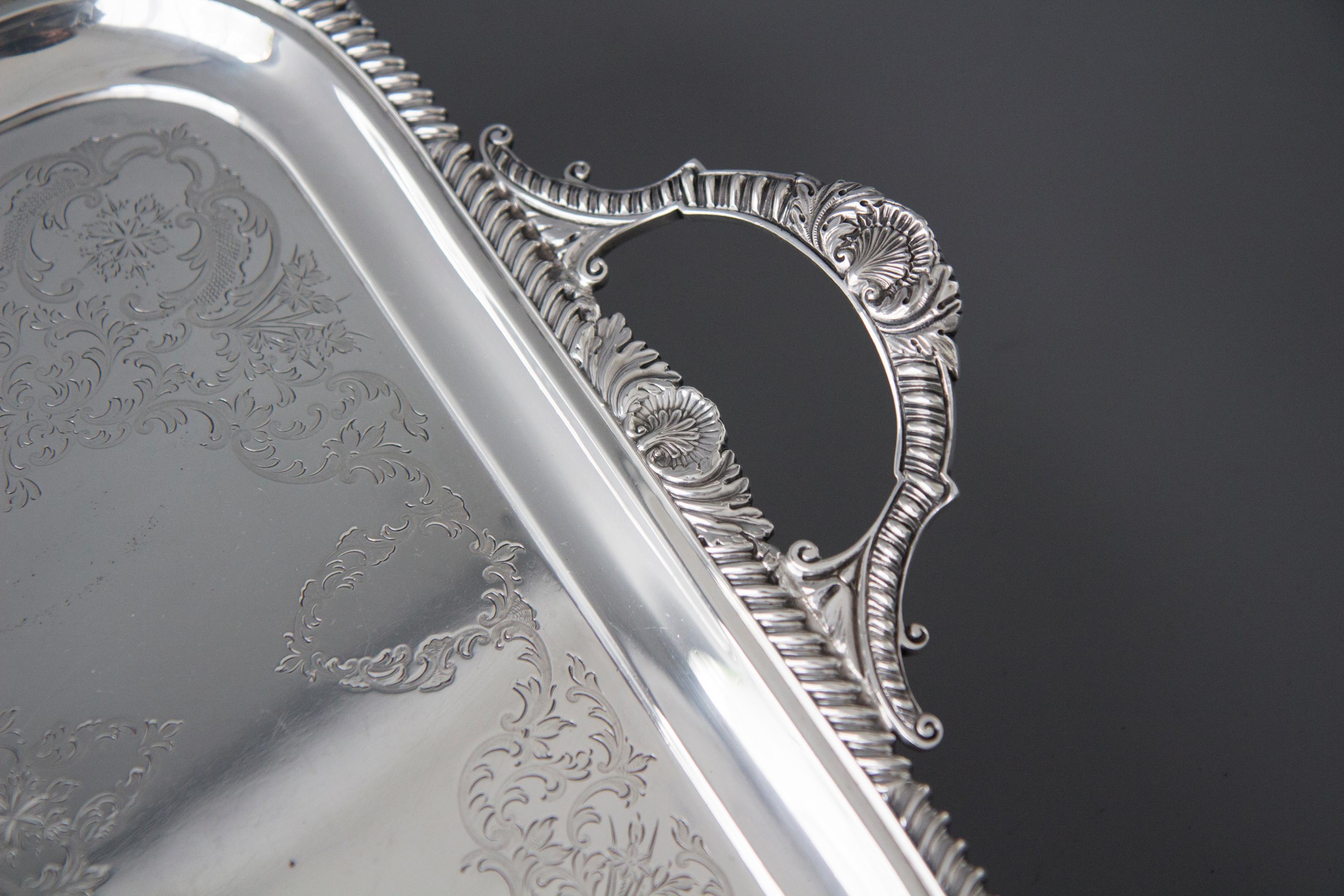 British Victorian Silver Tea or Drinks Tray, Sheffield, 1899 by Atkin Brothers