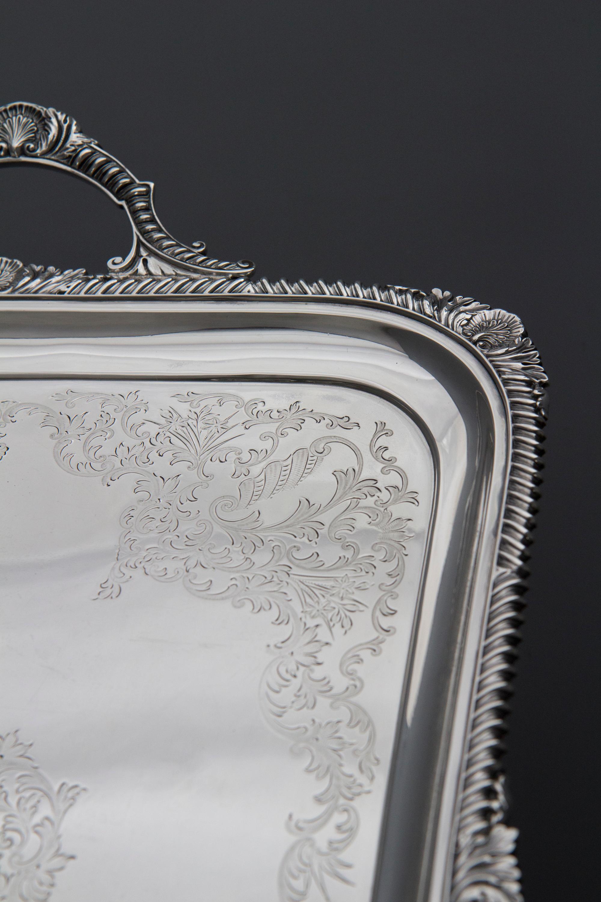 Late 19th Century Victorian Silver Tea or Drinks Tray, Sheffield, 1899 by Atkin Brothers