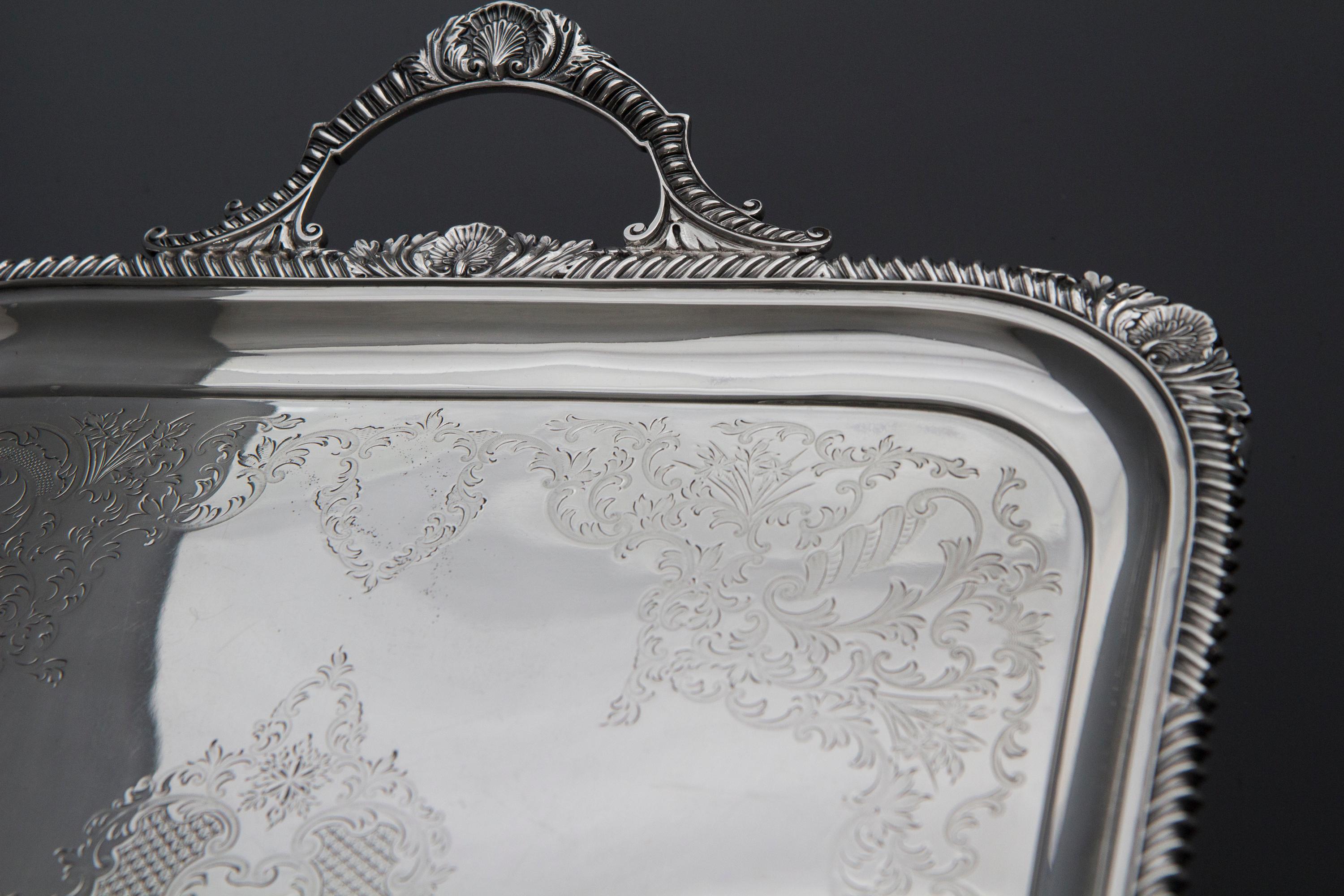 Sterling Silver Victorian Silver Tea or Drinks Tray, Sheffield, 1899 by Atkin Brothers