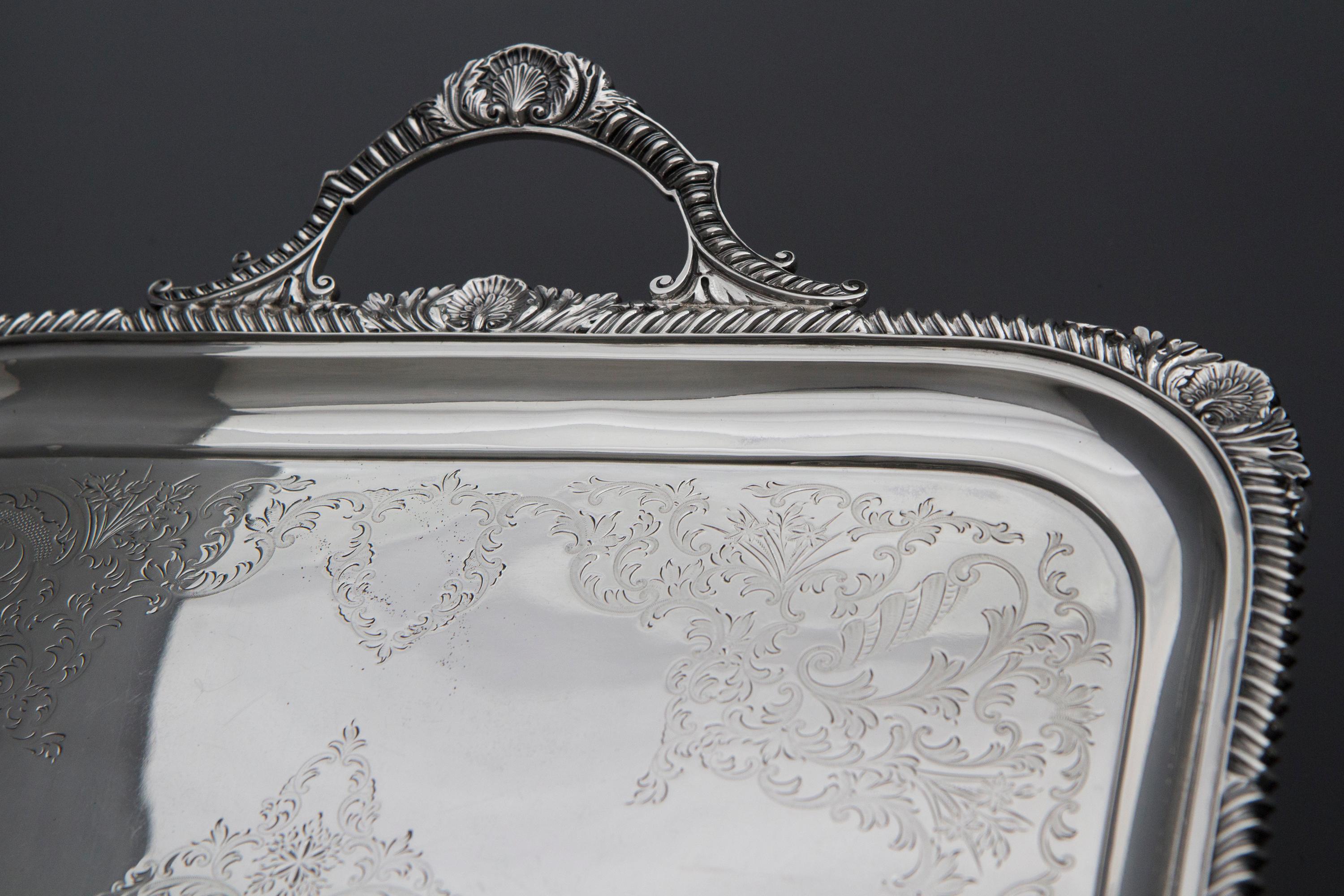 Victorian Silver Tea or Drinks Tray, Sheffield, 1899 by Atkin Brothers 1
