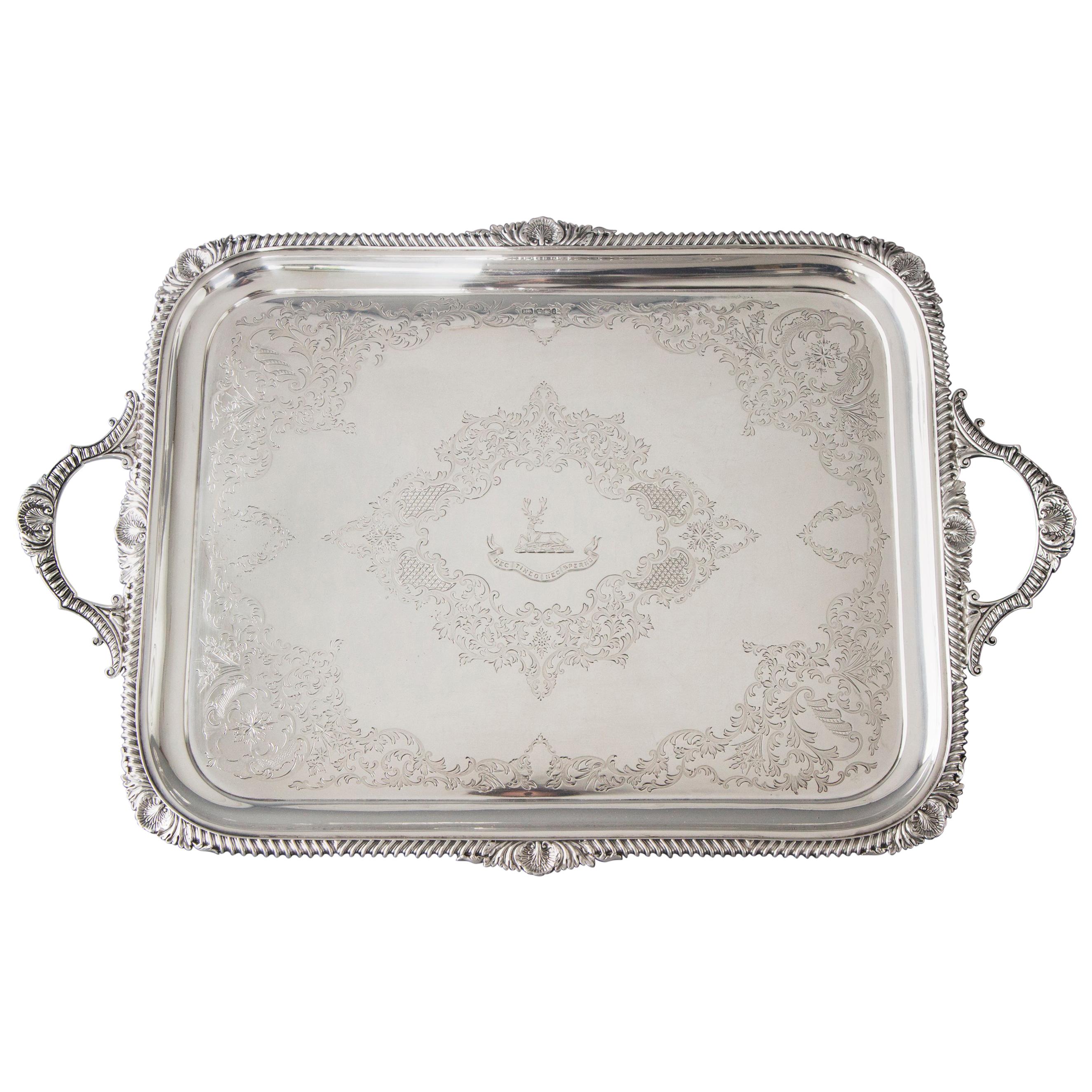 Victorian Silver Tea or Drinks Tray, Sheffield, 1899 by Atkin Brothers