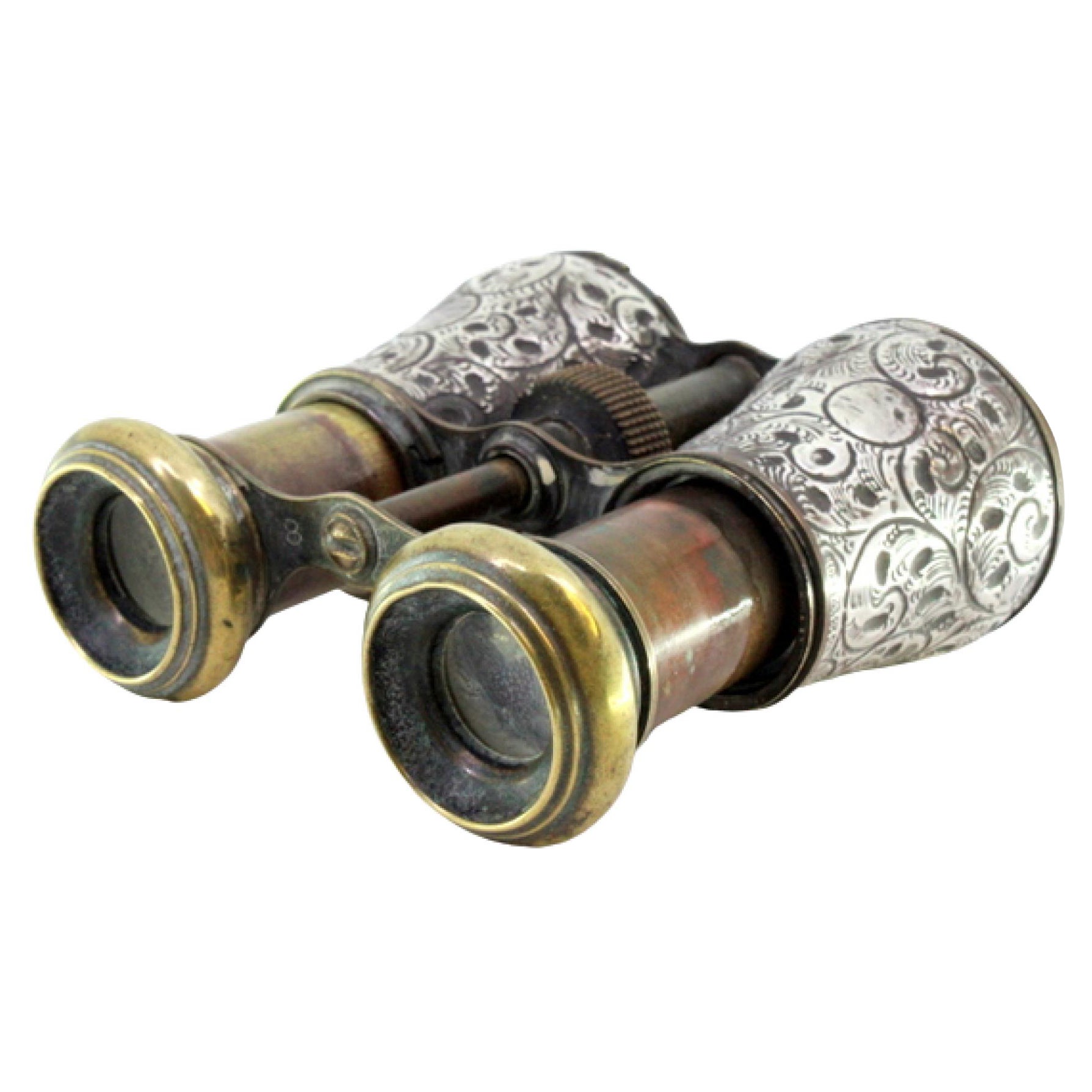 Victorian silver theatre binoculars with relief garlands