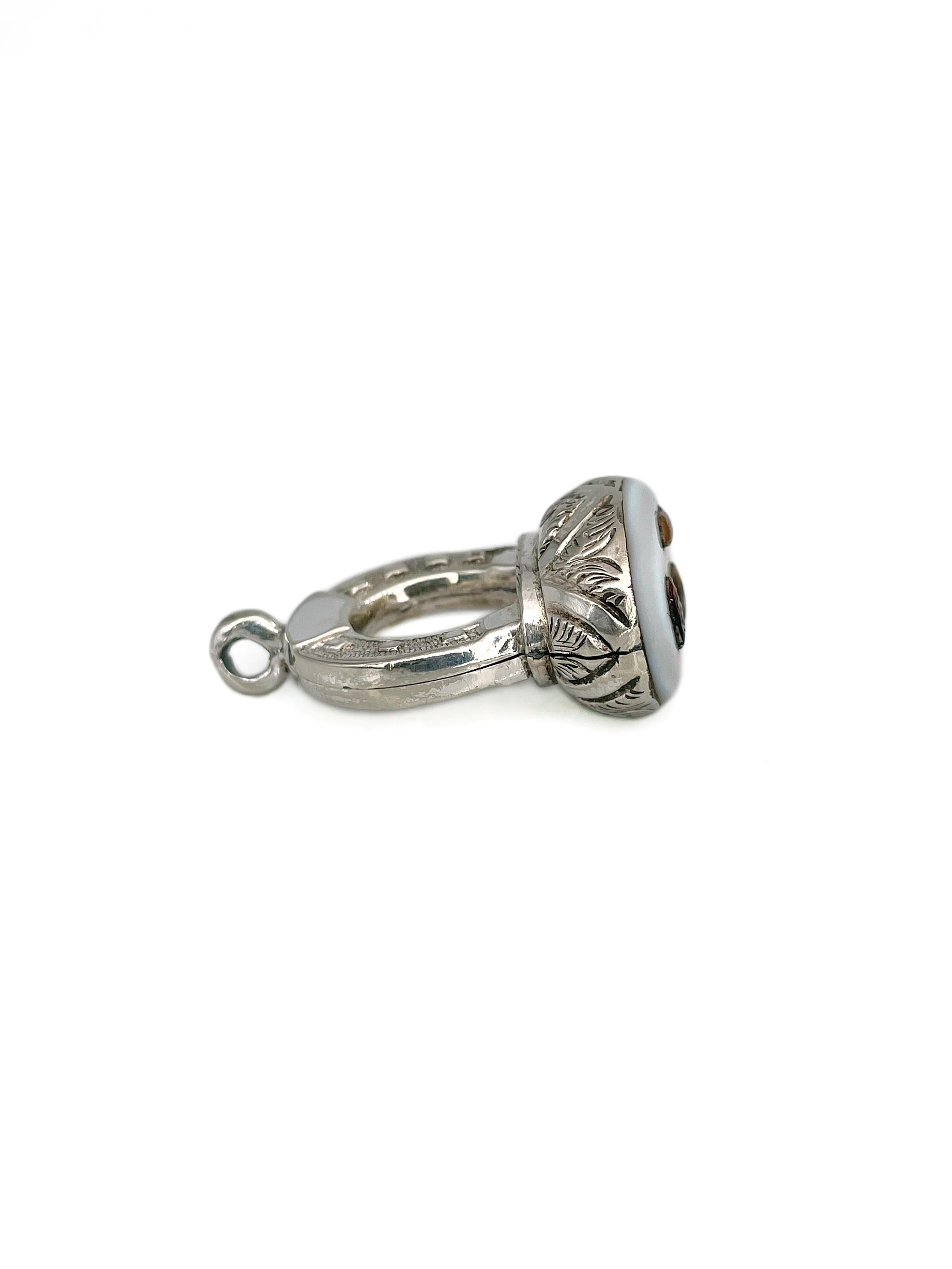 Victorian Silver Tone Insect Horseshoe Shape Fob Pendant For Sale 2