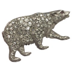 Victorian Silver Top Gold Back Rose Cut Diamond Set Bear Brooch