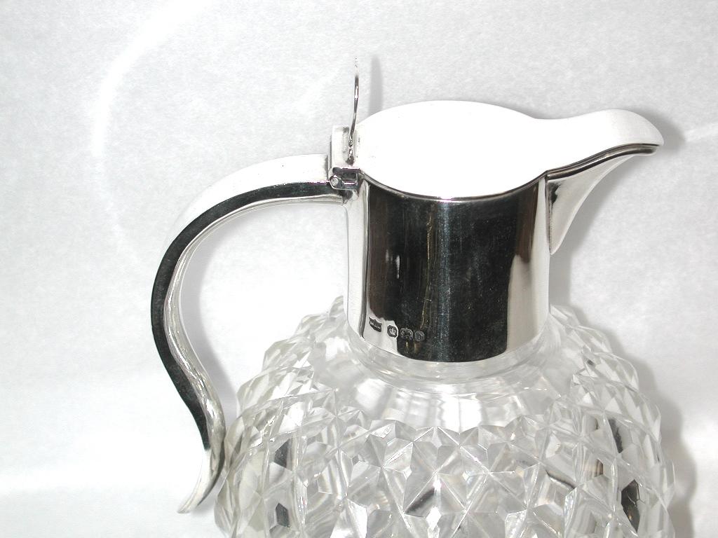 English Victorian Silver Topped Cut Glass Claret Jug, 1896 For Sale