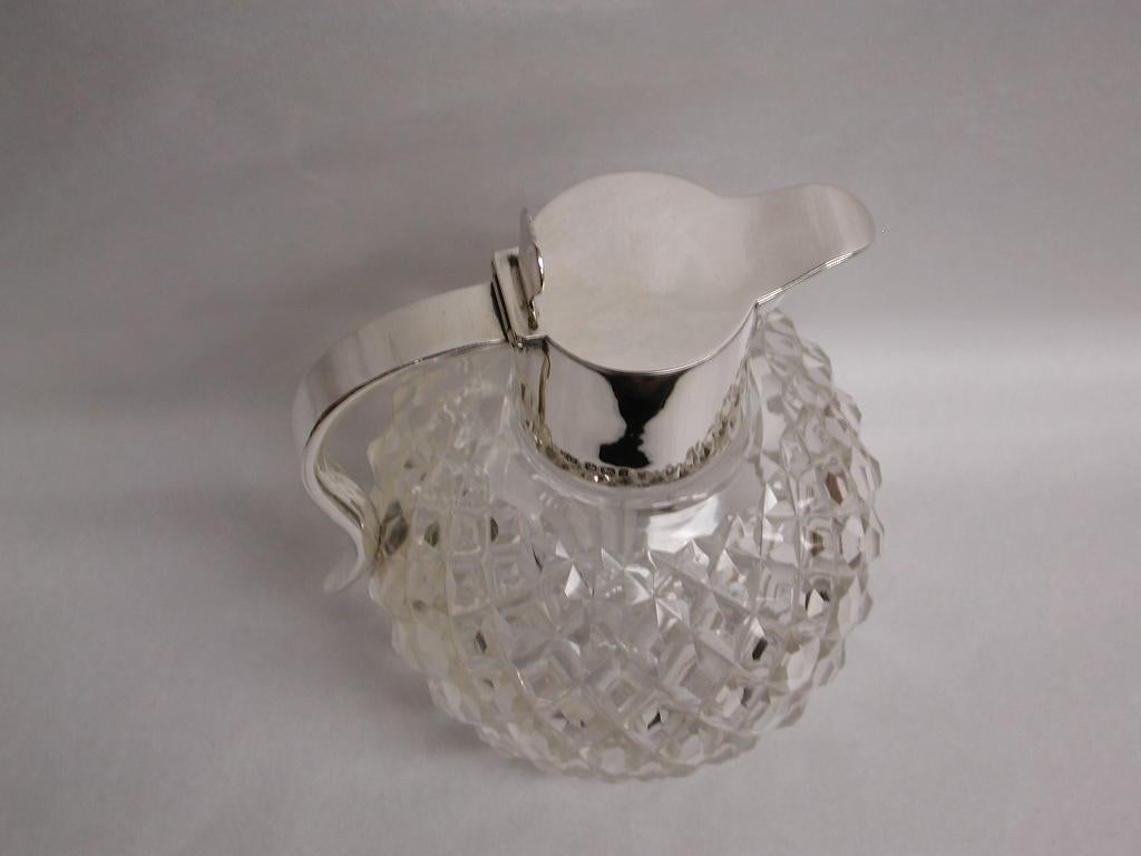 Late 20th Century Victorian Silver Topped Cut Glass Claret Jug, 1896 For Sale
