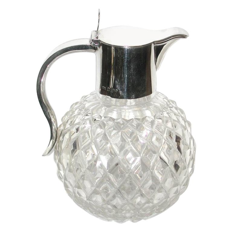 Viktorianischer Claret-Krug aus geschliffenem Silber mit Topped-Schliff, 1896