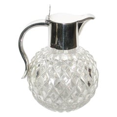Viktorianischer Claret-Krug aus geschliffenem Silber mit Topped-Schliff, 1896