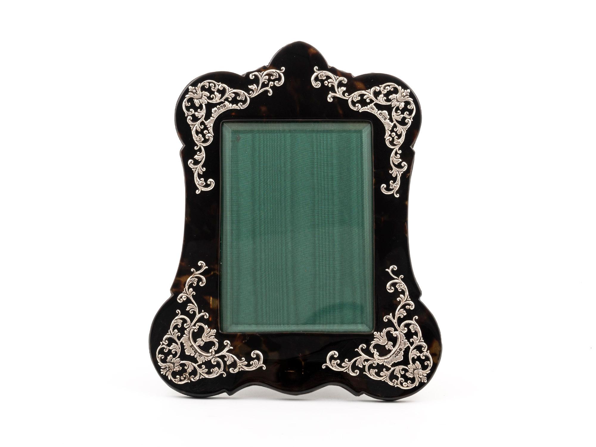 English Victorian Silver & Tortoiseshell Picture Frame