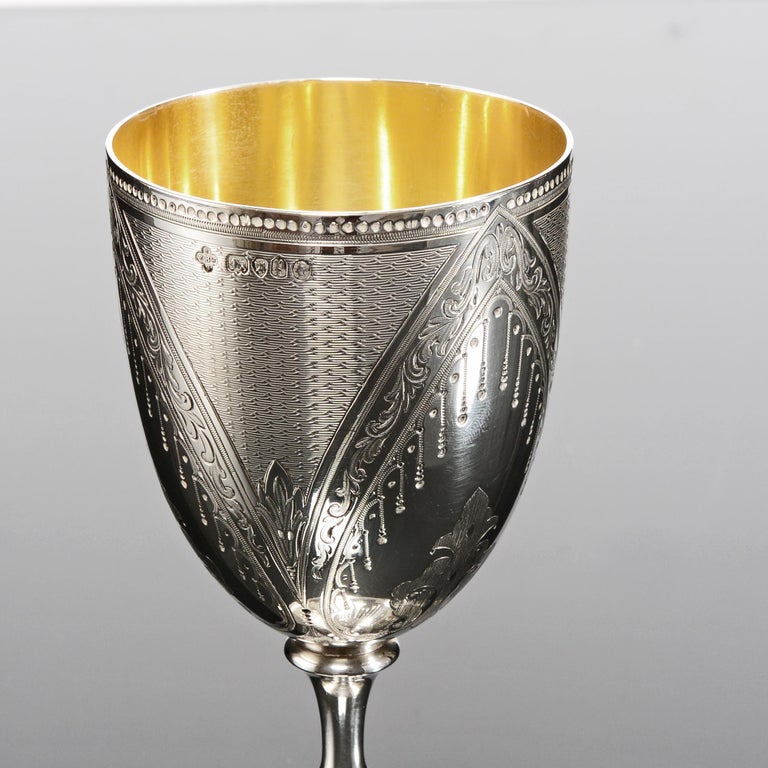 English Victorian Silver Wine Goblet For Sale