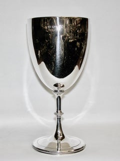 Victorian Silver Wine Goblet with Bead Edges, London, Alfred Ivory, 1875
