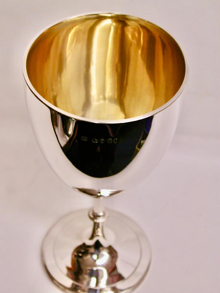 Victorian Silver Wine Goblet with Bead Edges, London, Alfred Ivory, 1875 2