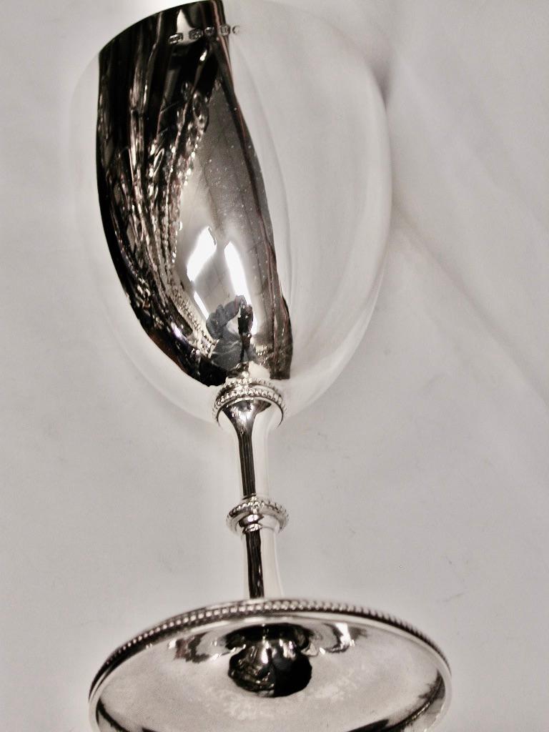 Victorian Silver Wine Goblet with Bead Edges, London, Alfred Ivory, 1875 3