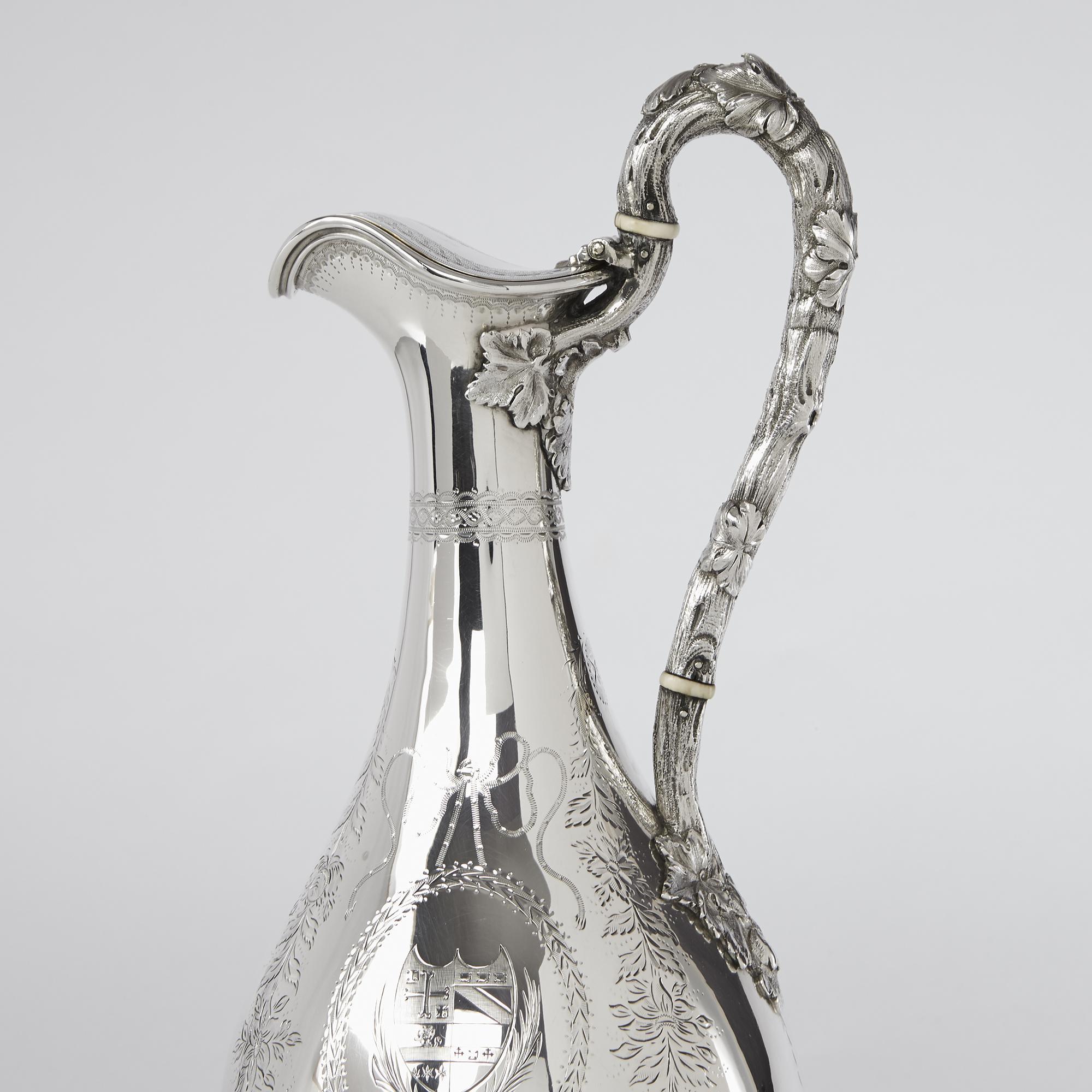 English Victorian Silver Wine Jug For Sale