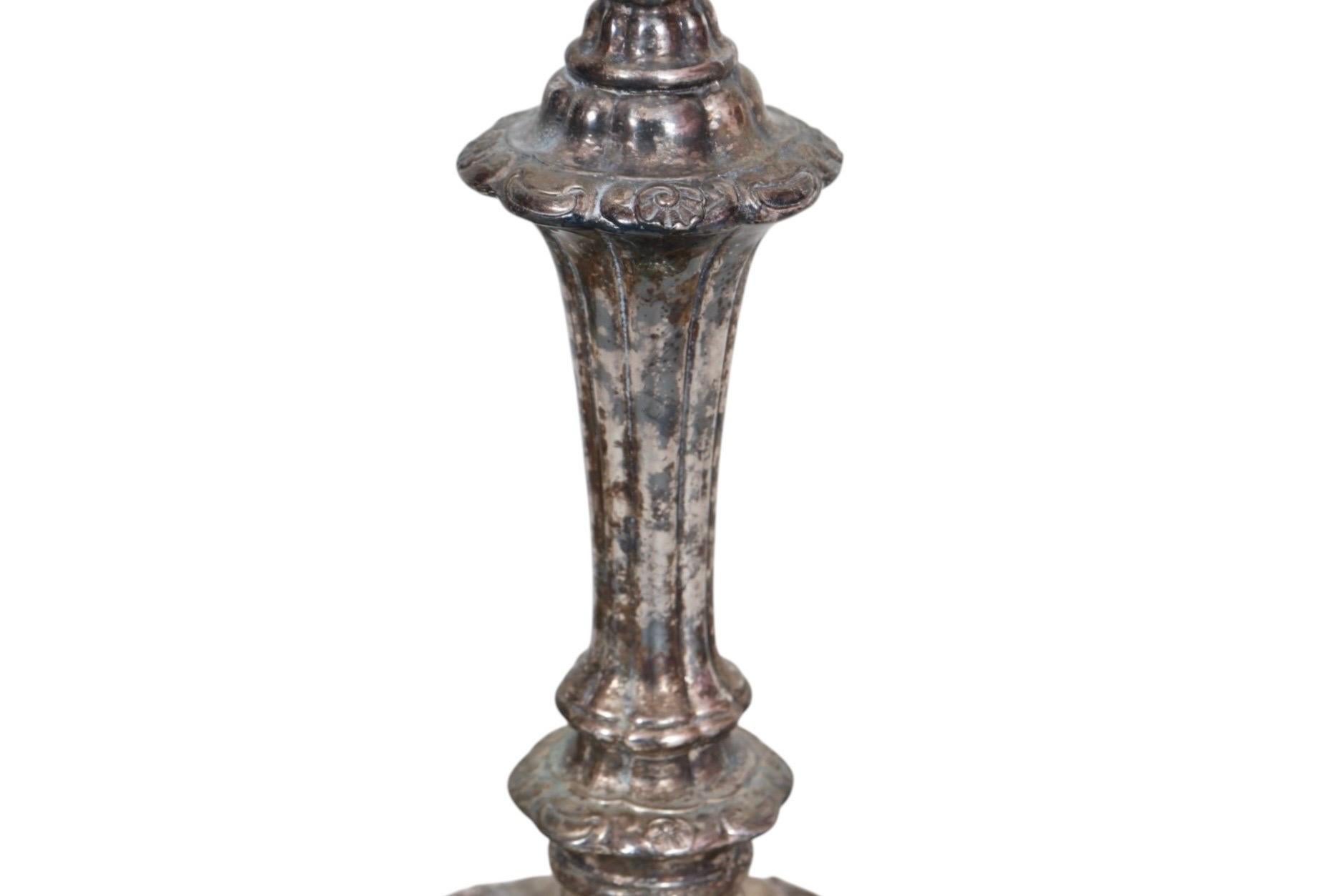 Victorian Silverplate Candlestick Holders - a Pair In Good Condition For Sale In Bradenton, FL