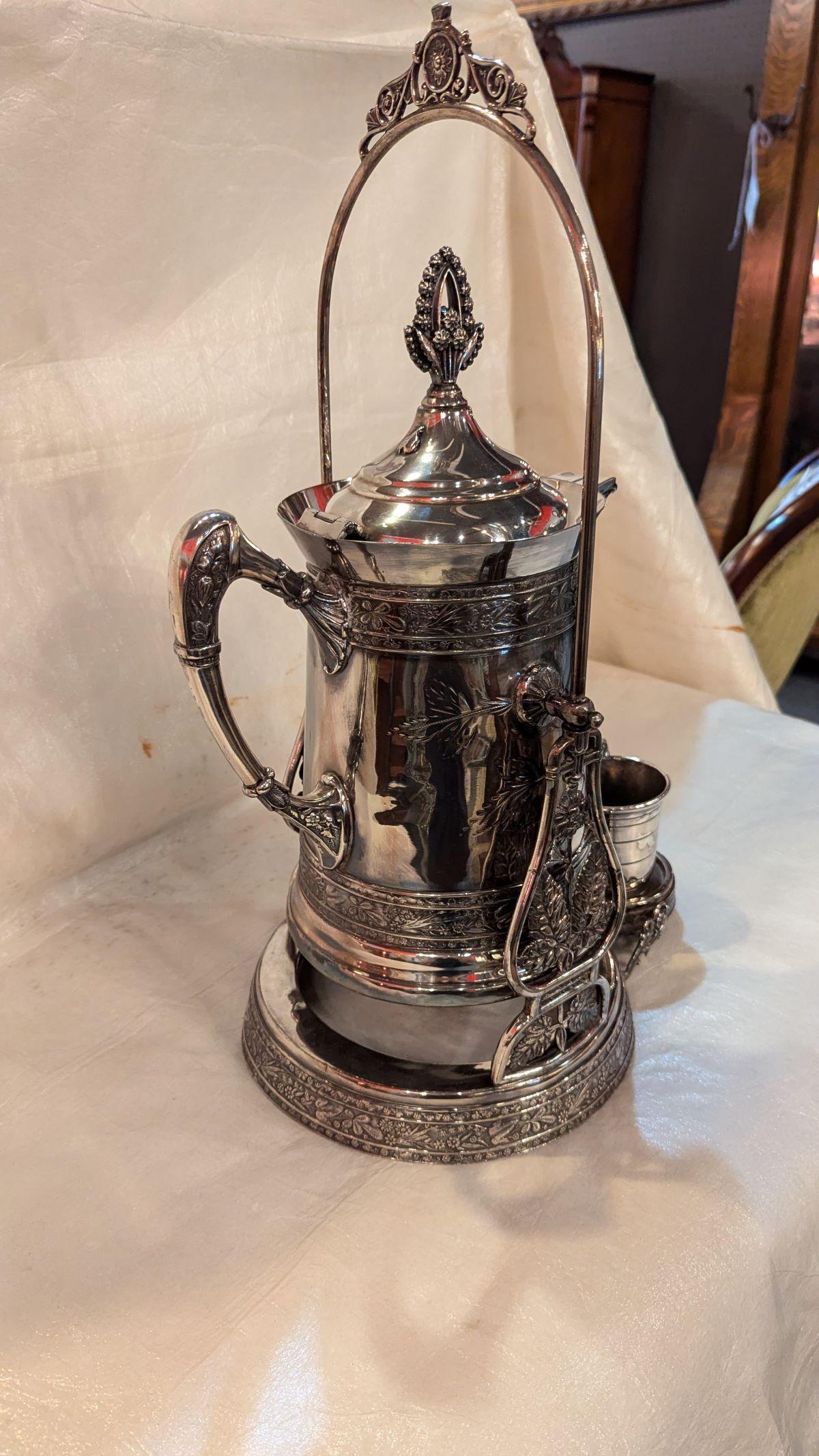 High Victorian Victorian Silverplate Tipper, holder, cup For Sale
