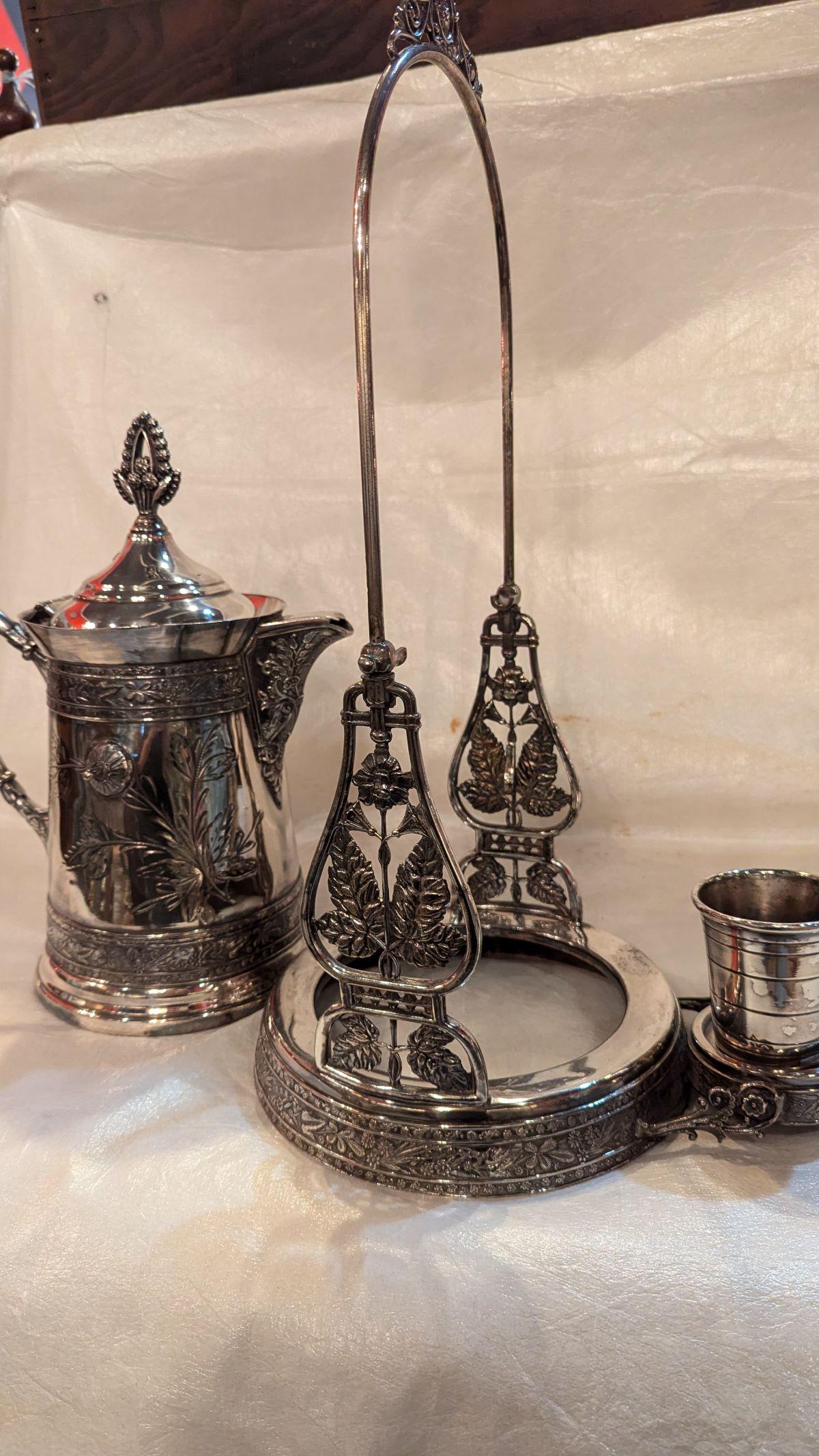 19th Century Victorian Silverplate Tipper, holder, cup For Sale
