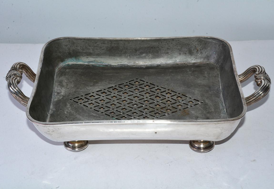 English Victorian Silver Plated Serving Dish with Hot Water Space For Sale