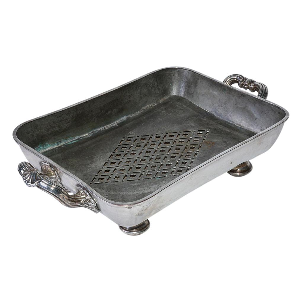 Victorian Silver Plated Serving Dish with Hot Water Space For Sale