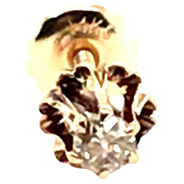 Viktorianischer einzelner Diamant-Ohrstecker .15ct Screwback 14K Gelbgold Original 1