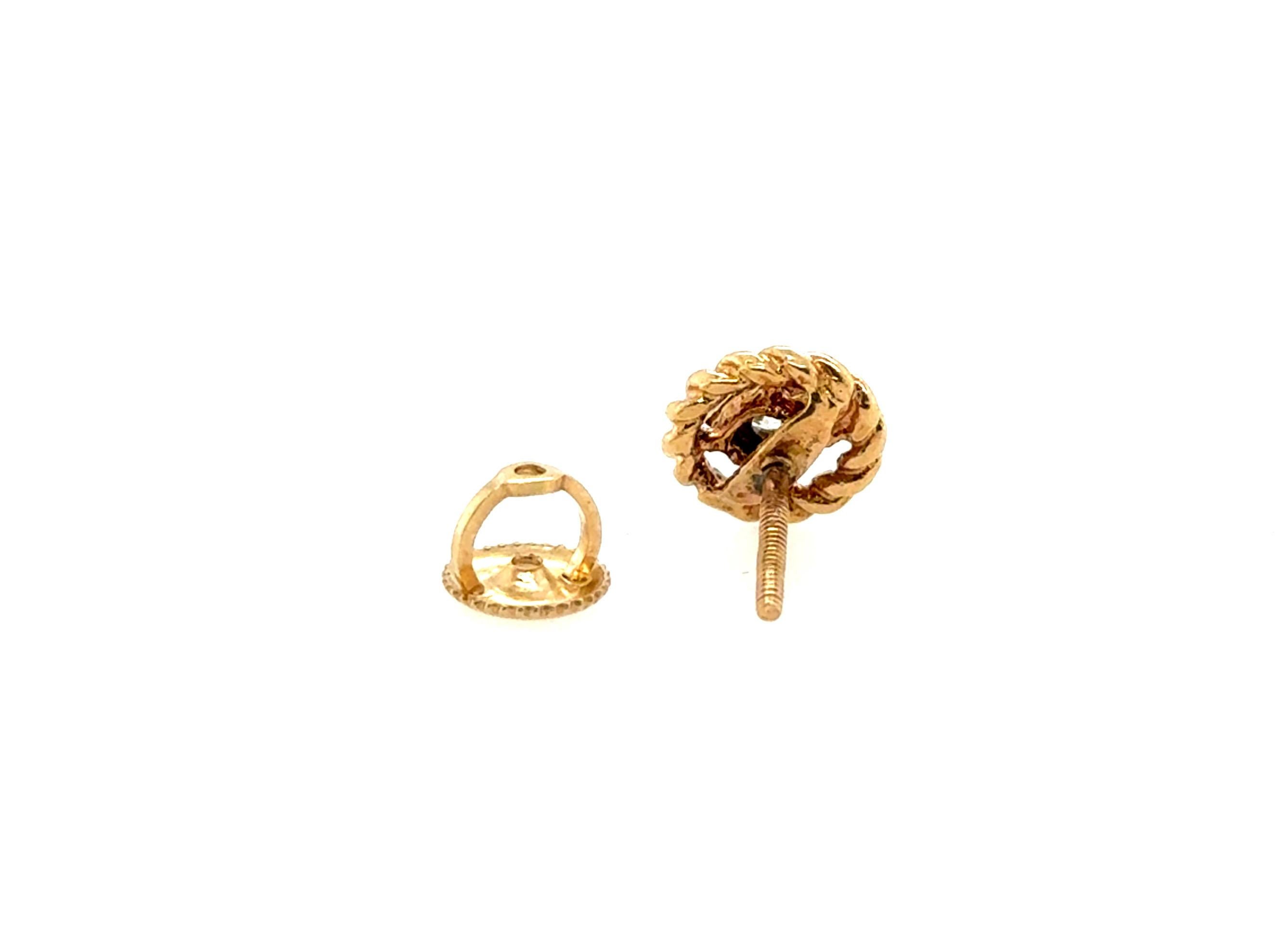 Orecchino vittoriano con diamante singolo estratto .10ct Old Mine con chiusura a vite originale 18 In condizioni ottime in vendita a Dearborn, MI