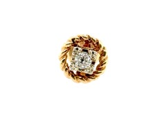 Orecchino vittoriano con diamante singolo estratto .10ct Old Mine con chiusura a vite originale 18