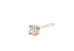 Victorian Single Diamond Stud Earring Mined .125ct Old Mine Cut Original 1890's
