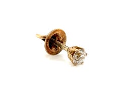Victorian Single Diamond Stud Earring Old Mine Cut Mined .26ct Screwback