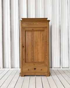 Victorian Single Door English Pine Cupboard with Lower Drawer