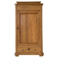 Antique Victorian Single Door English Pine Cupboard with Lower Drawer