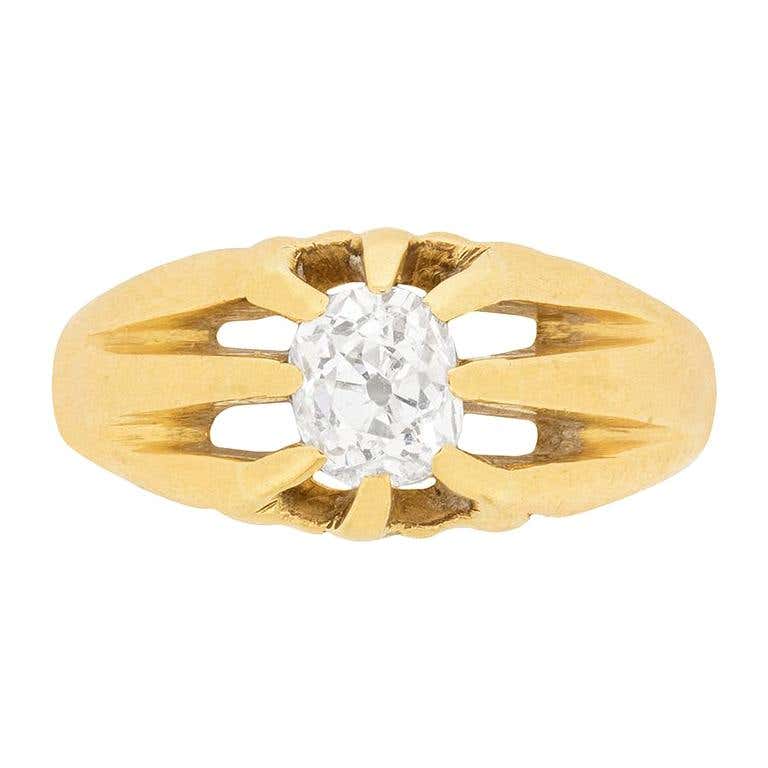 Gypsy Style Rings Three-Stone Diamond Gypsy Ring, Victorian at 1stDibs