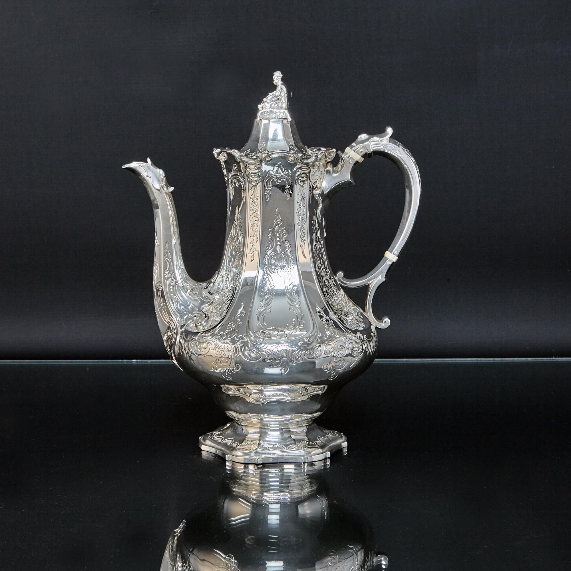 English Victorian Siver 4-Piece Tea and Coffee Service For Sale