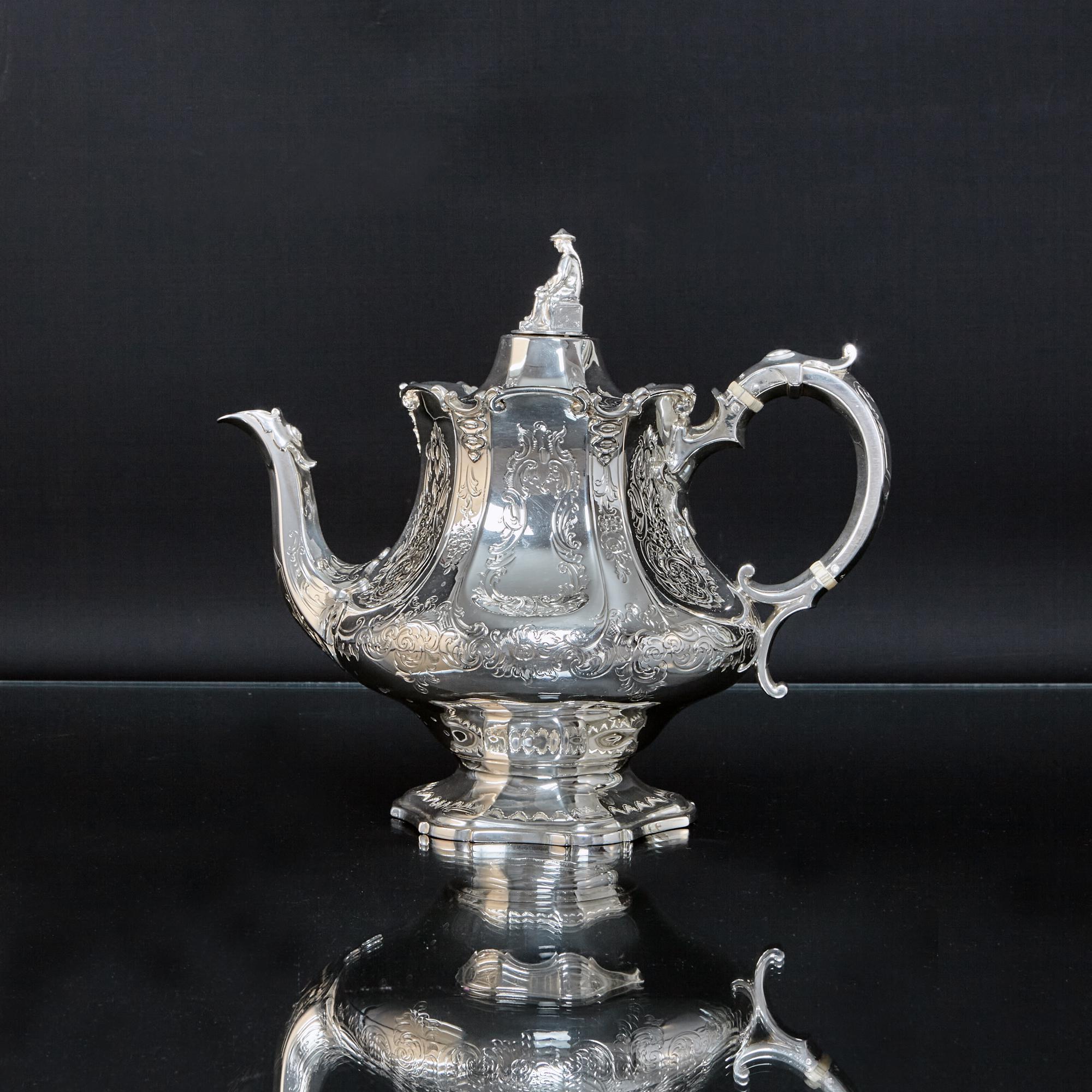 Sterling Silver Victorian Siver 4-Piece Tea and Coffee Service For Sale