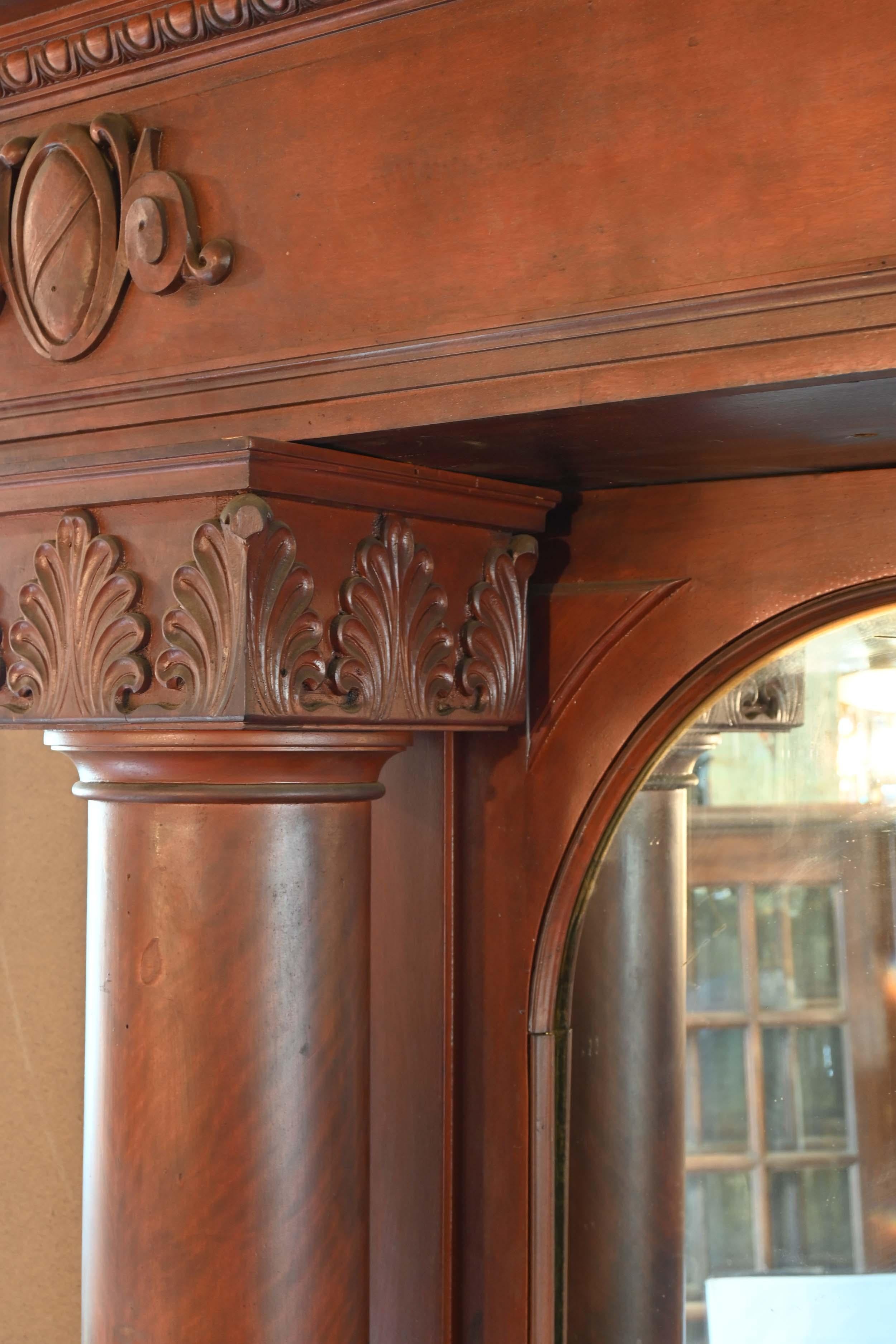 Victorian Sixteen Foot Carved Mahogany Back Bar For Sale at 1stDibs