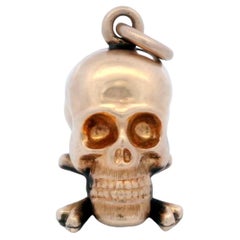 Victorian Skull and Bones Pendant made in 14 Karat Rose Gold
