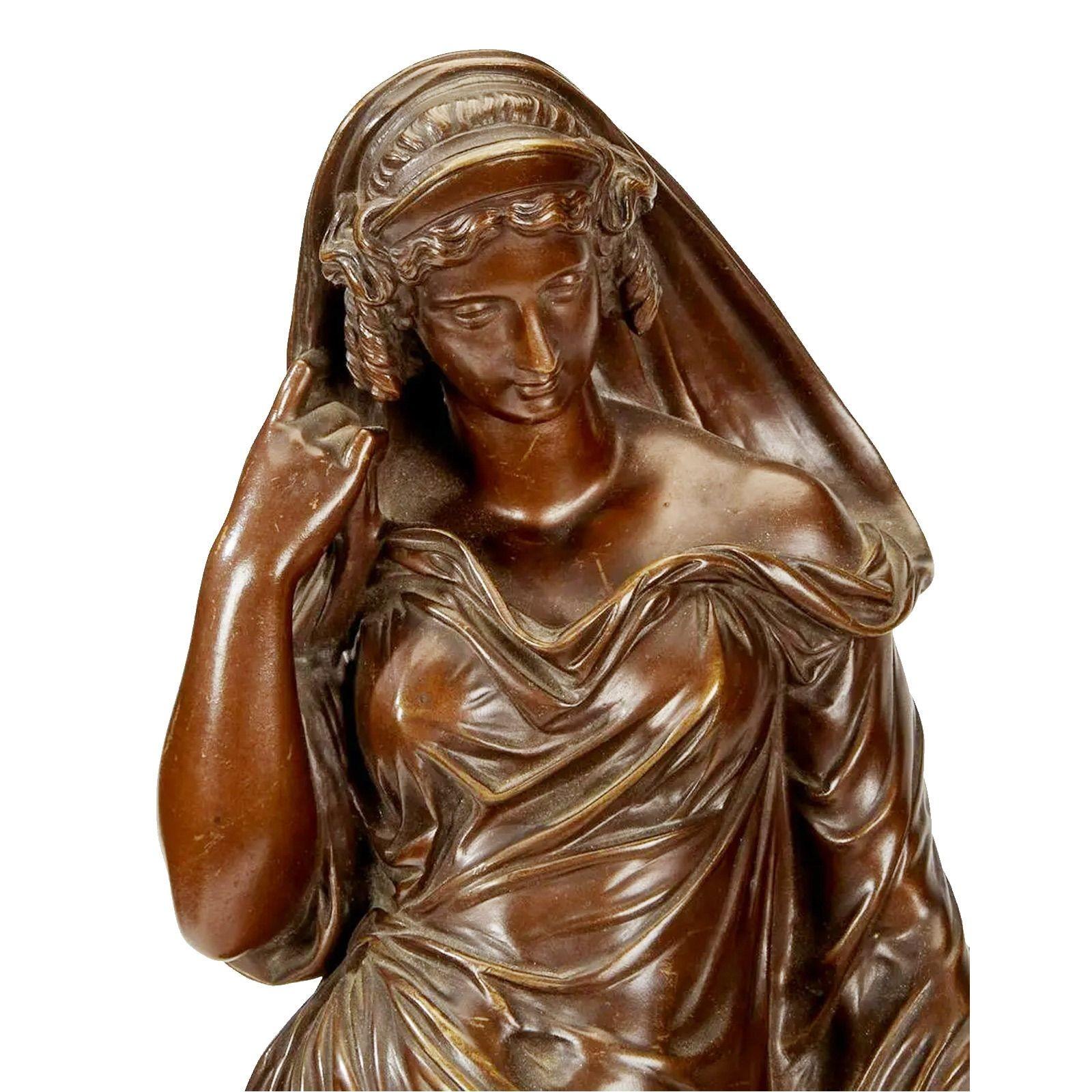 Francese Orologio da camino vittoriano in ardesia e bronzo firmato da Gaulier Ebit in vendita