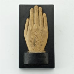 Victorian Slate Paperweight of Hand style of Odd Fellows Hands Offs Sculpture